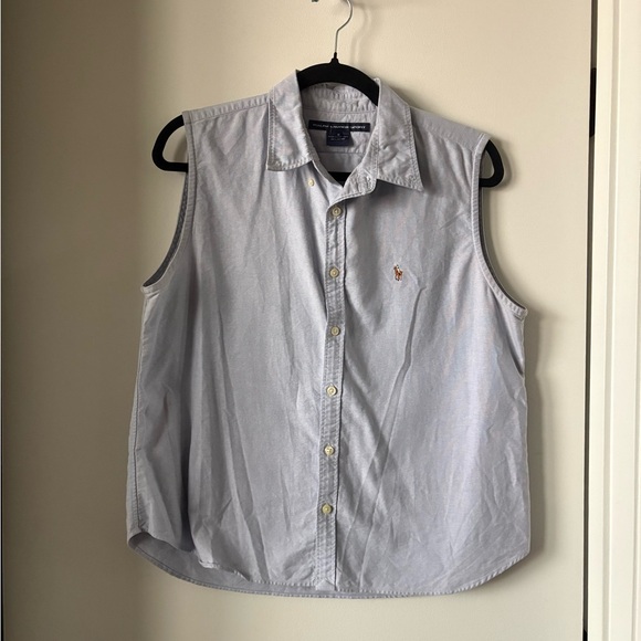 Ralph Lauren Men's Light Gray Sleeveless Button Down Shirt - Picture 1 of 3